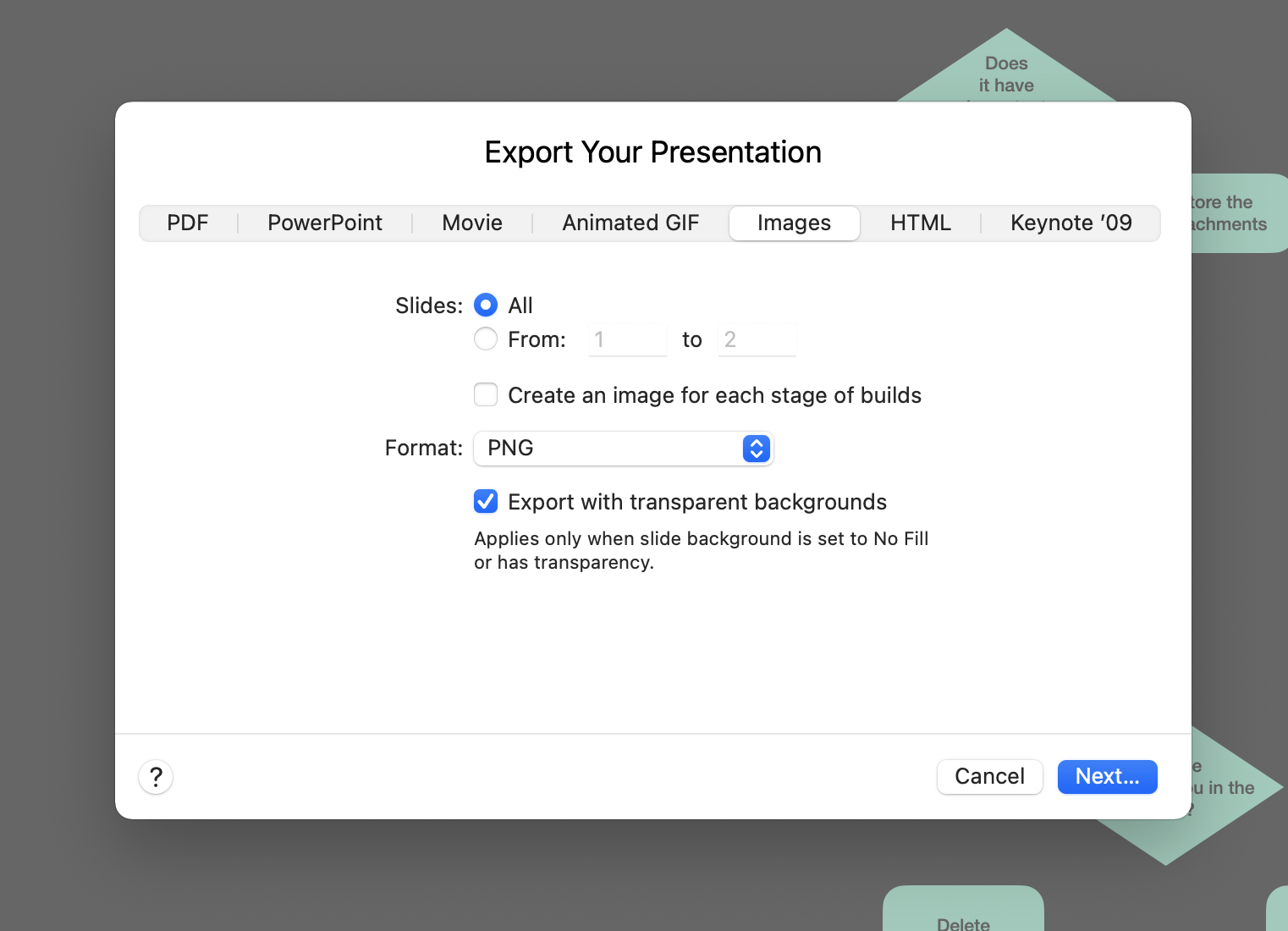 Keynote Export PNG Images